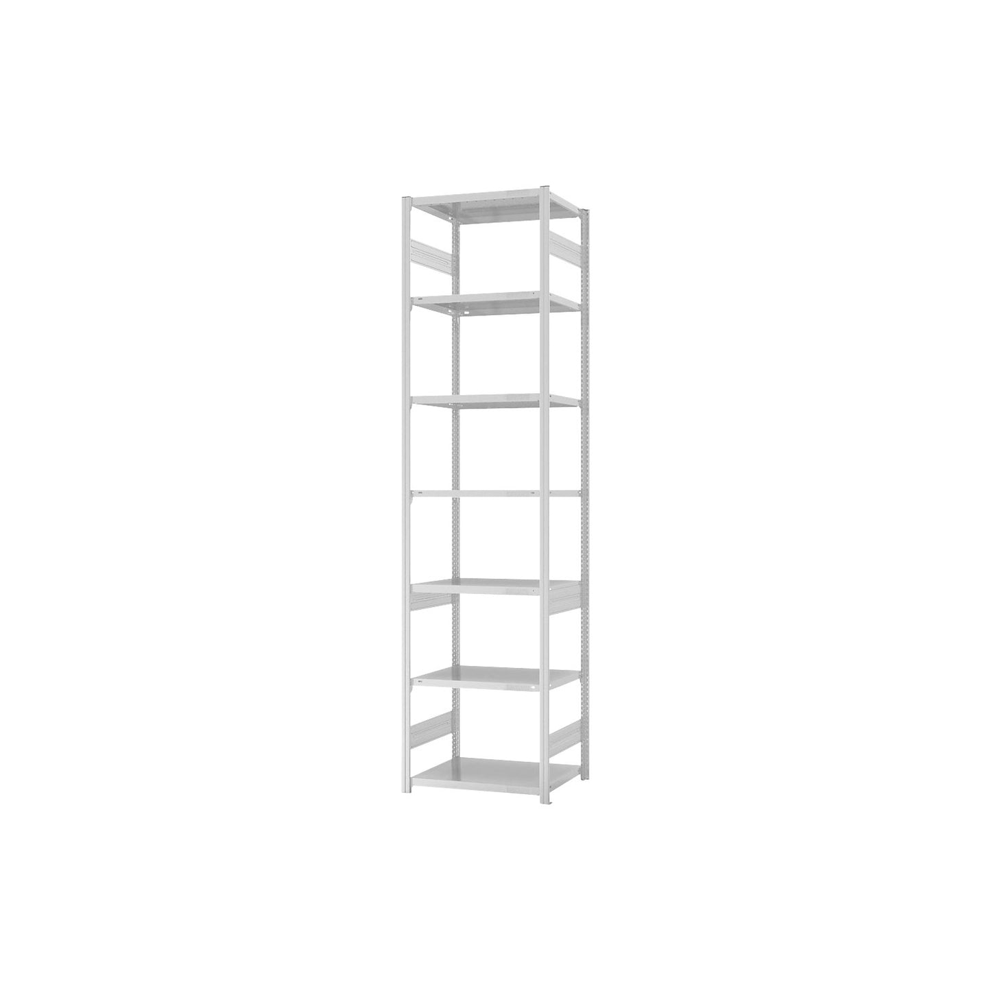 Boltless shelving unit, medium duty, double-sided, HxWxD 3000 x 750 x 500 mm, grey, standard shelf unit.