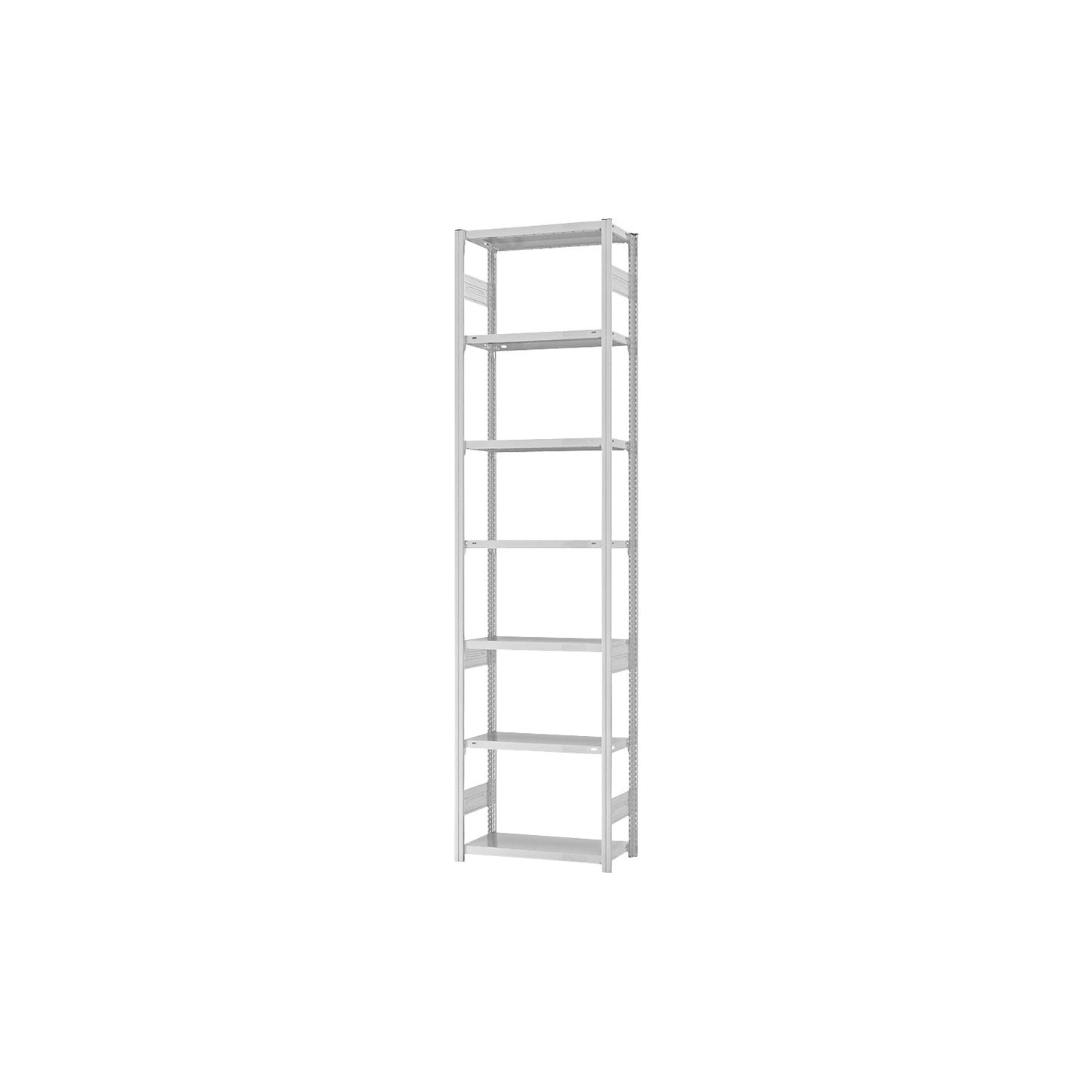 Boltless shelving unit, medium duty, double-sided, HxWxD 3000 x 750 x 300 mm, grey, standard shelf unit.
