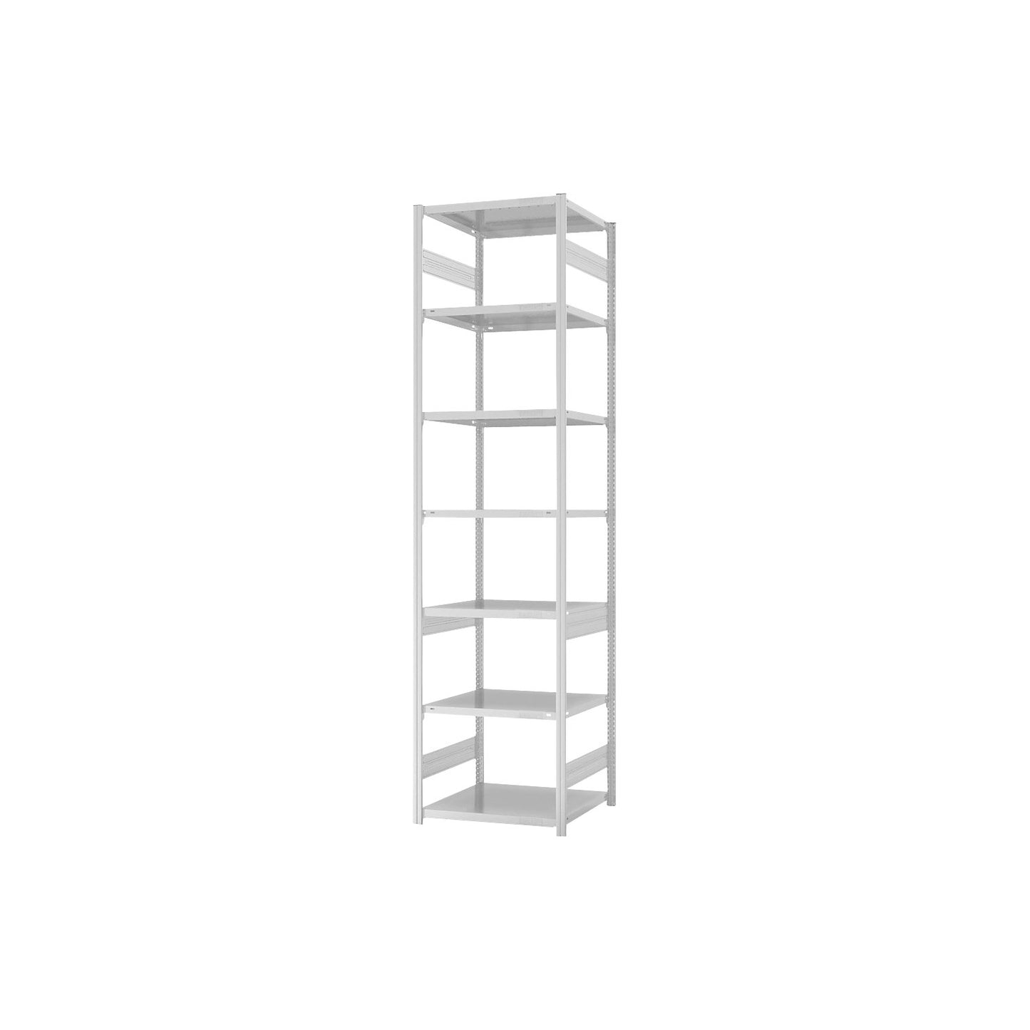 Boltless shelving unit, medium duty, double-sided, HxWxD 3000 x 750 x 600 mm, grey, standard shelf unit.