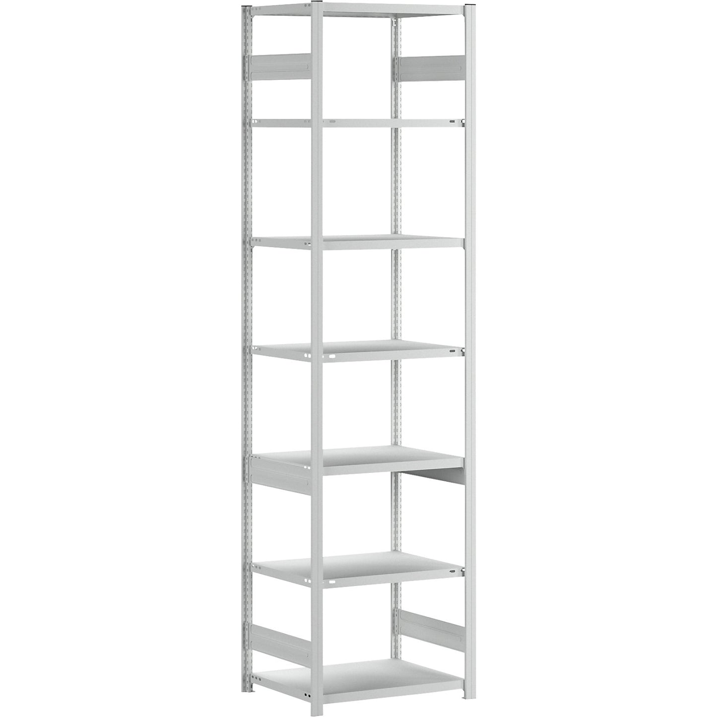 Boltless shelving unit, medium duty, double-sided, HxWxD 3000 x 750 x 600 mm, grey, standard shelf unit.