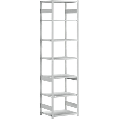 Boltless shelving unit, medium duty, double-sided, HxWxD 3000 x 750 x 600 mm, grey, standard shelf unit.