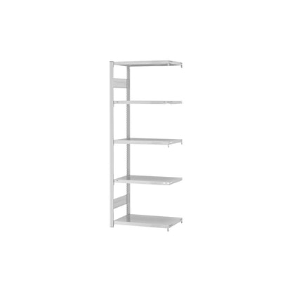 Boltless shelving unit, medium duty, double-sided, HxWxD 2000 x 750 x 400 mm, grey, extension shelf unit.