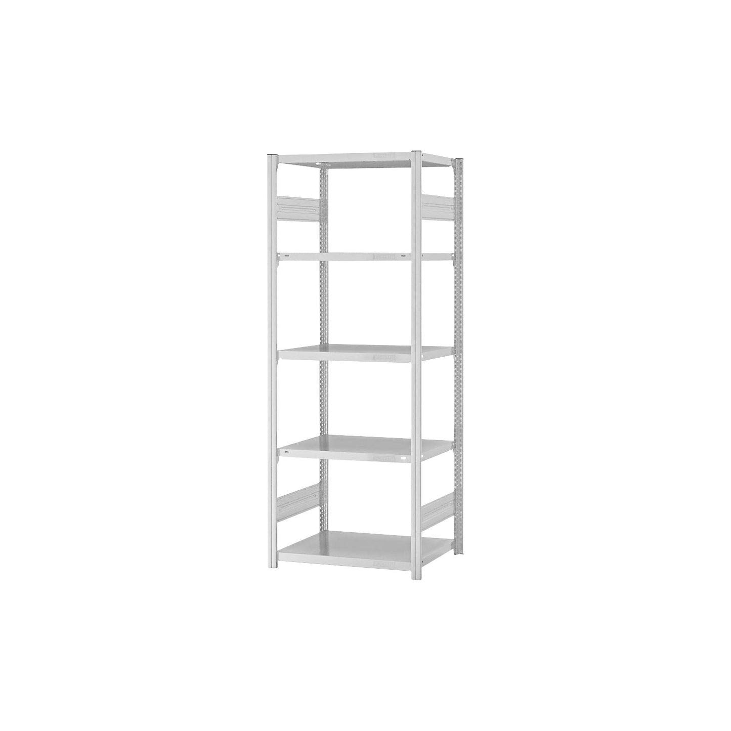 Boltless shelving unit, medium duty, double-sided, HxWxD 2000 x 750 x 500 mm, grey, standard shelf unit.