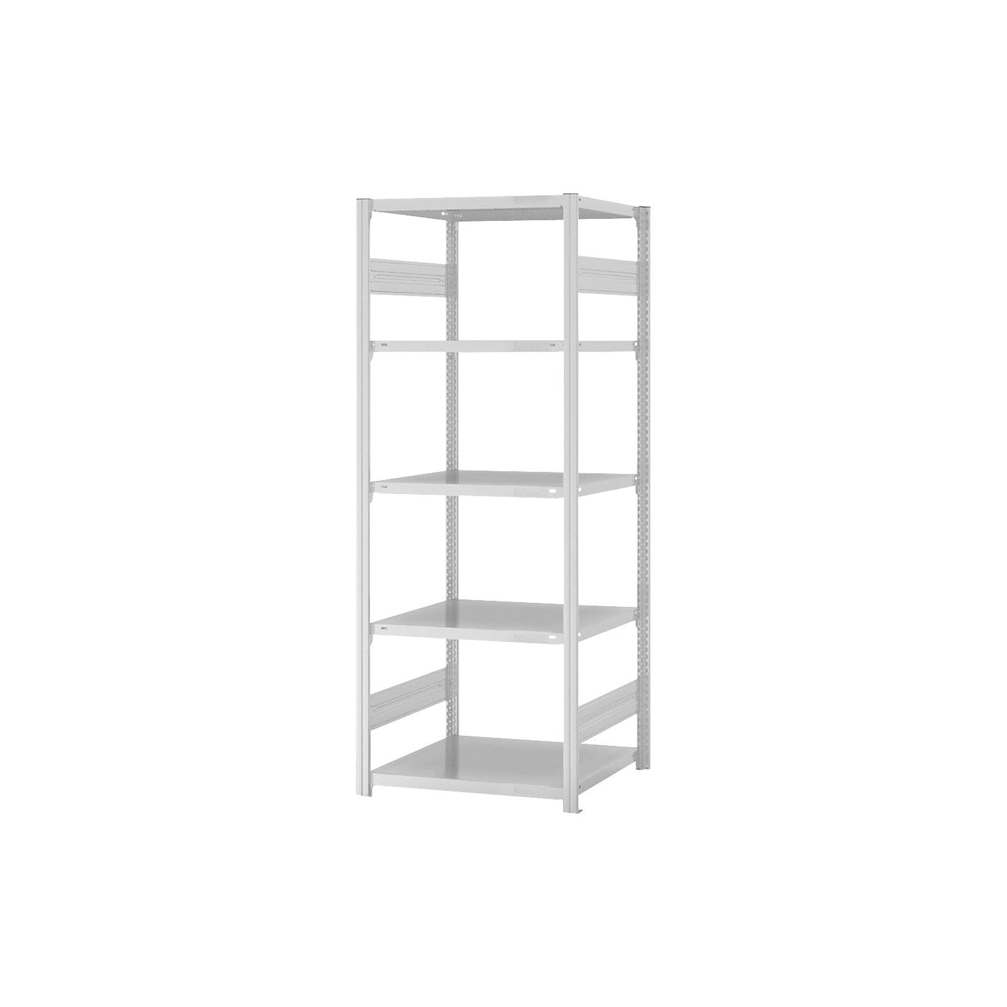 Boltless shelving unit, medium duty, double-sided, HxWxD 2000 x 750 x 600 mm, grey, standard shelf unit.