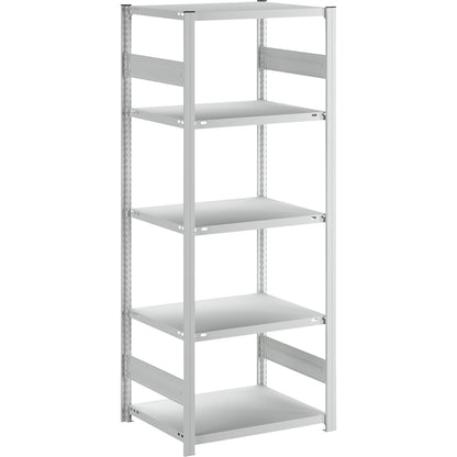 Boltless shelving unit, medium duty, double-sided, HxWxD 2000 x 750 x 600 mm, grey, standard shelf unit.