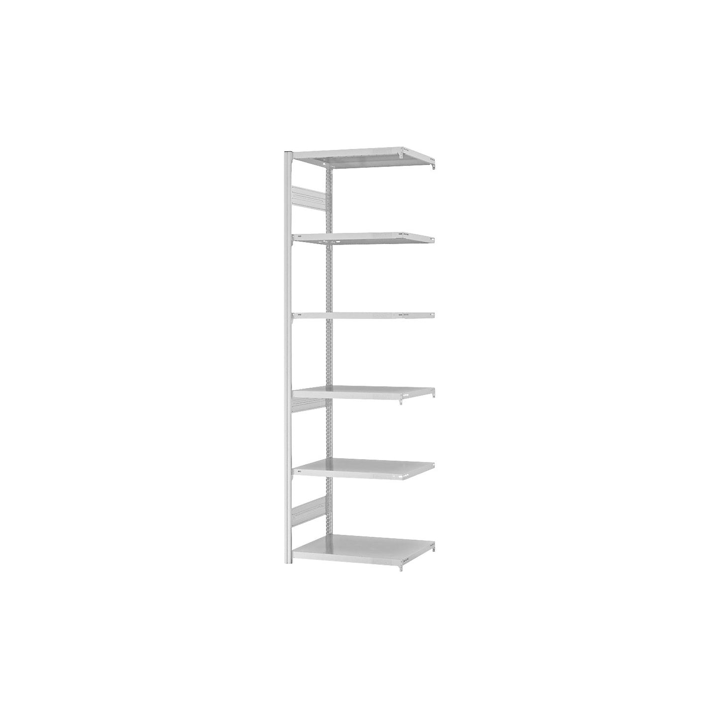 Boltless shelving unit, medium duty, double-sided, HxWxD 2500 x 750 x 500 mm, grey, extension shelf unit.