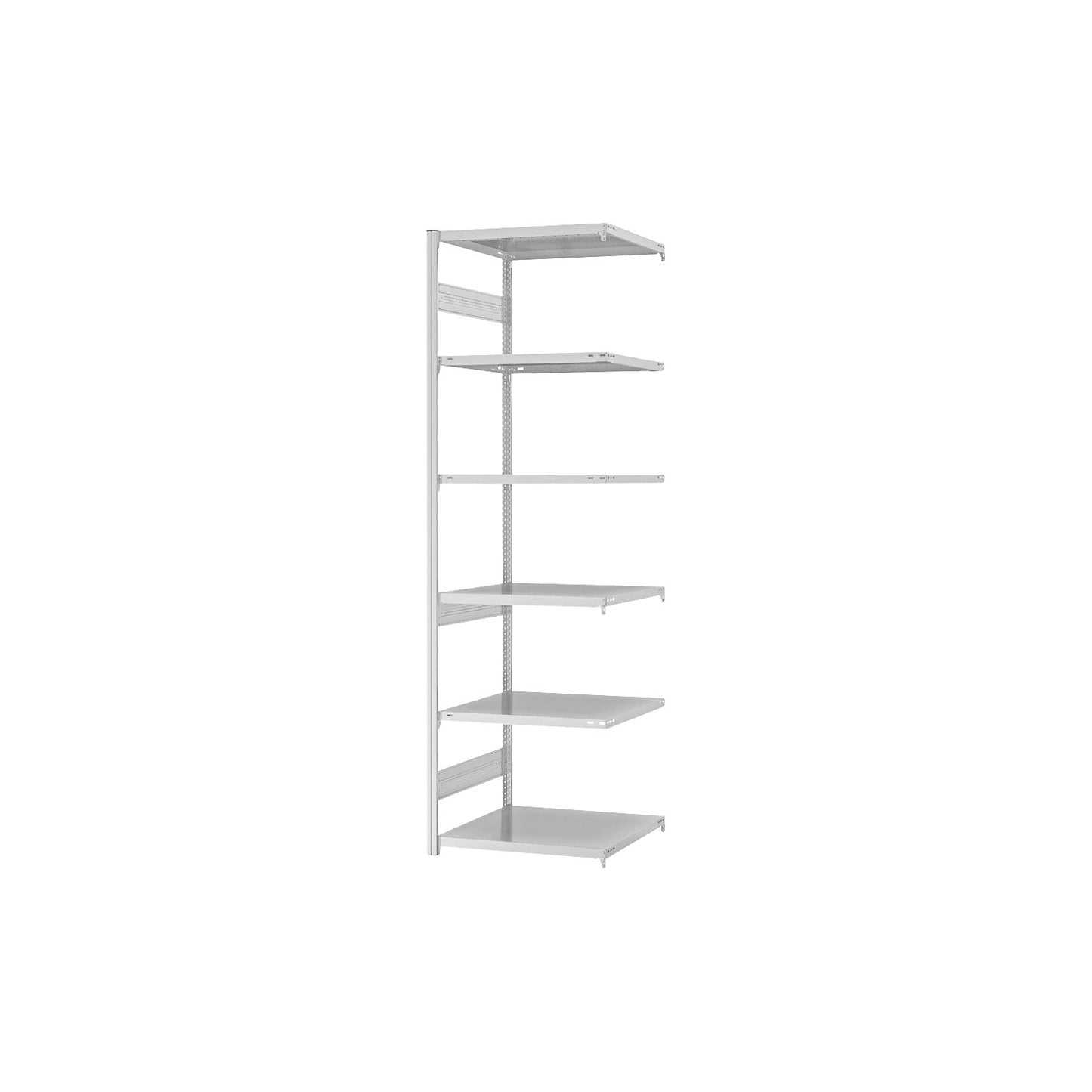 Boltless shelving unit, medium duty, double-sided, HxWxD 2500 x 750 x 600 mm, grey, extension shelf unit.