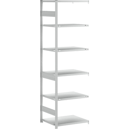 Boltless shelving unit, medium duty, double-sided, HxWxD 2500 x 750 x 600 mm, grey, extension shelf unit.