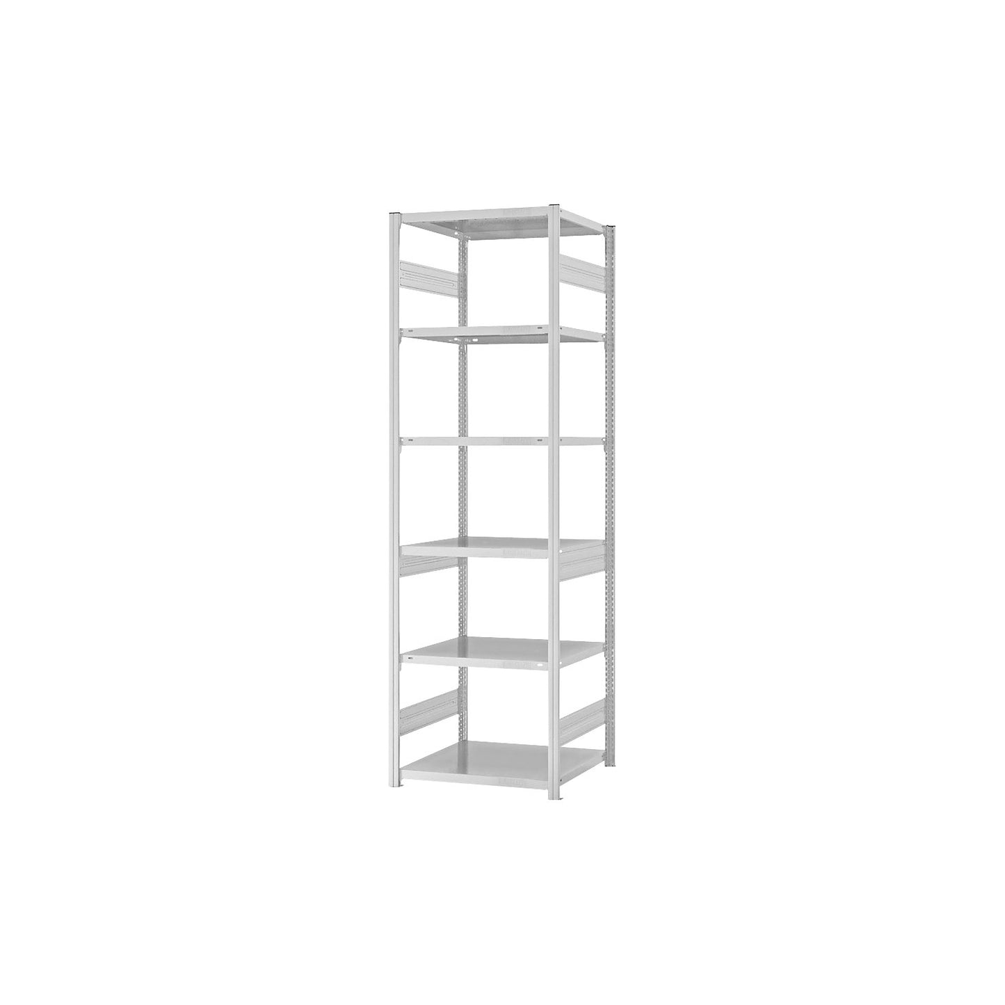 Boltless shelving unit, medium duty, double-sided, HxWxD 2500 x 750 x 600 mm, grey, basic shelving unit.