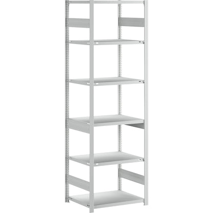 Boltless shelving unit, medium duty, double-sided, HxWxD 2500 x 750 x 600 mm, grey, basic shelving unit.