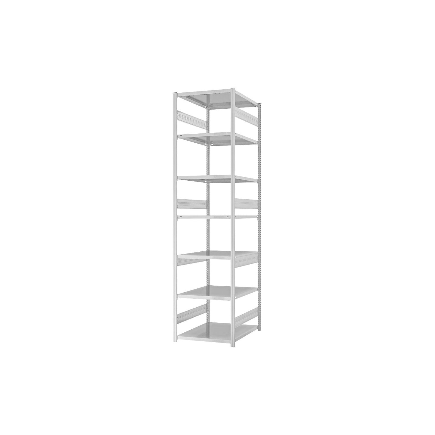 Heavy duty boltless shelving unit, double-sided, HxWxD 3000 x 750 x 800 mm, grey, standard shelf unit.