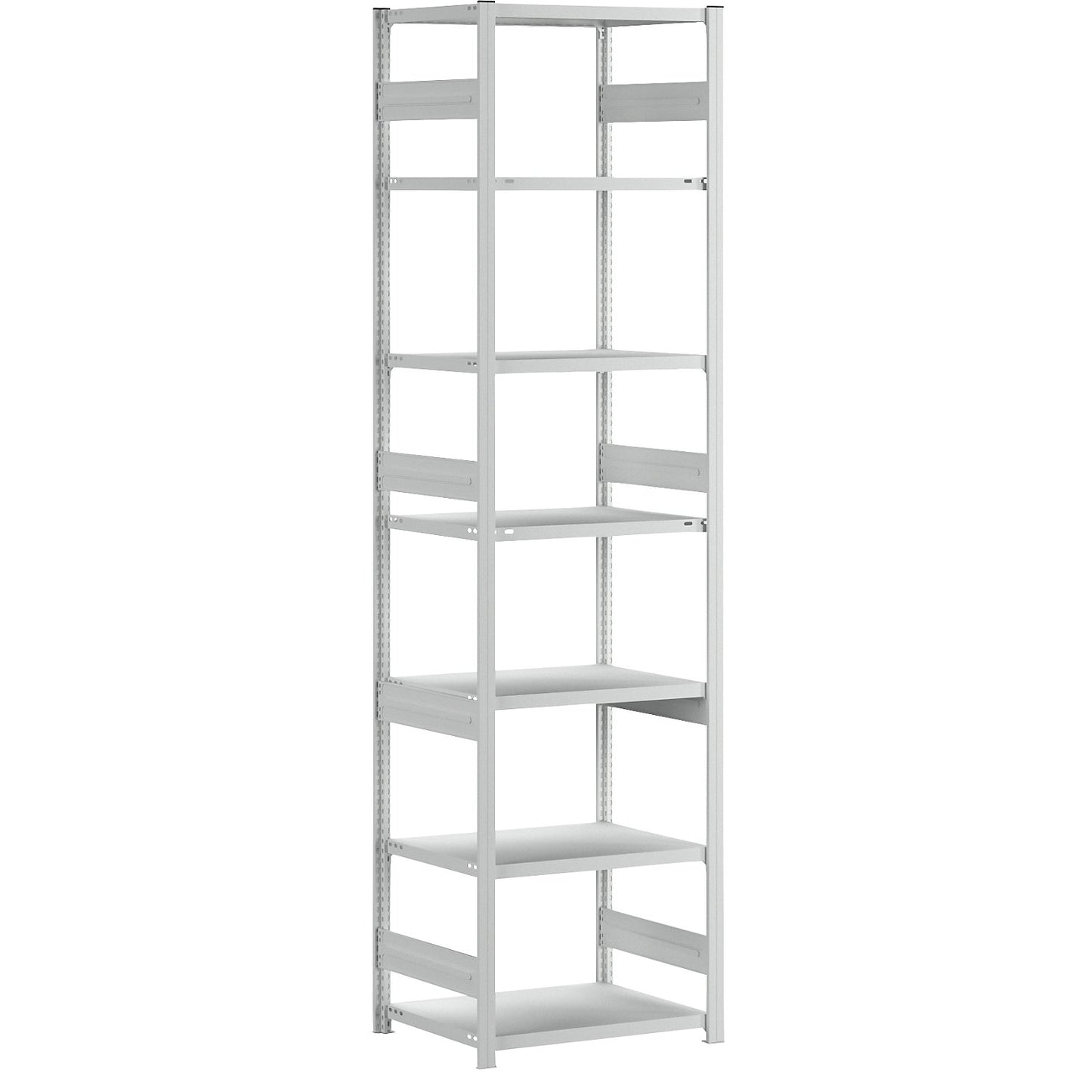 Heavy duty boltless shelving unit, double-sided, HxWxD 3000 x 750 x 600 mm, grey, standard shelf unit.