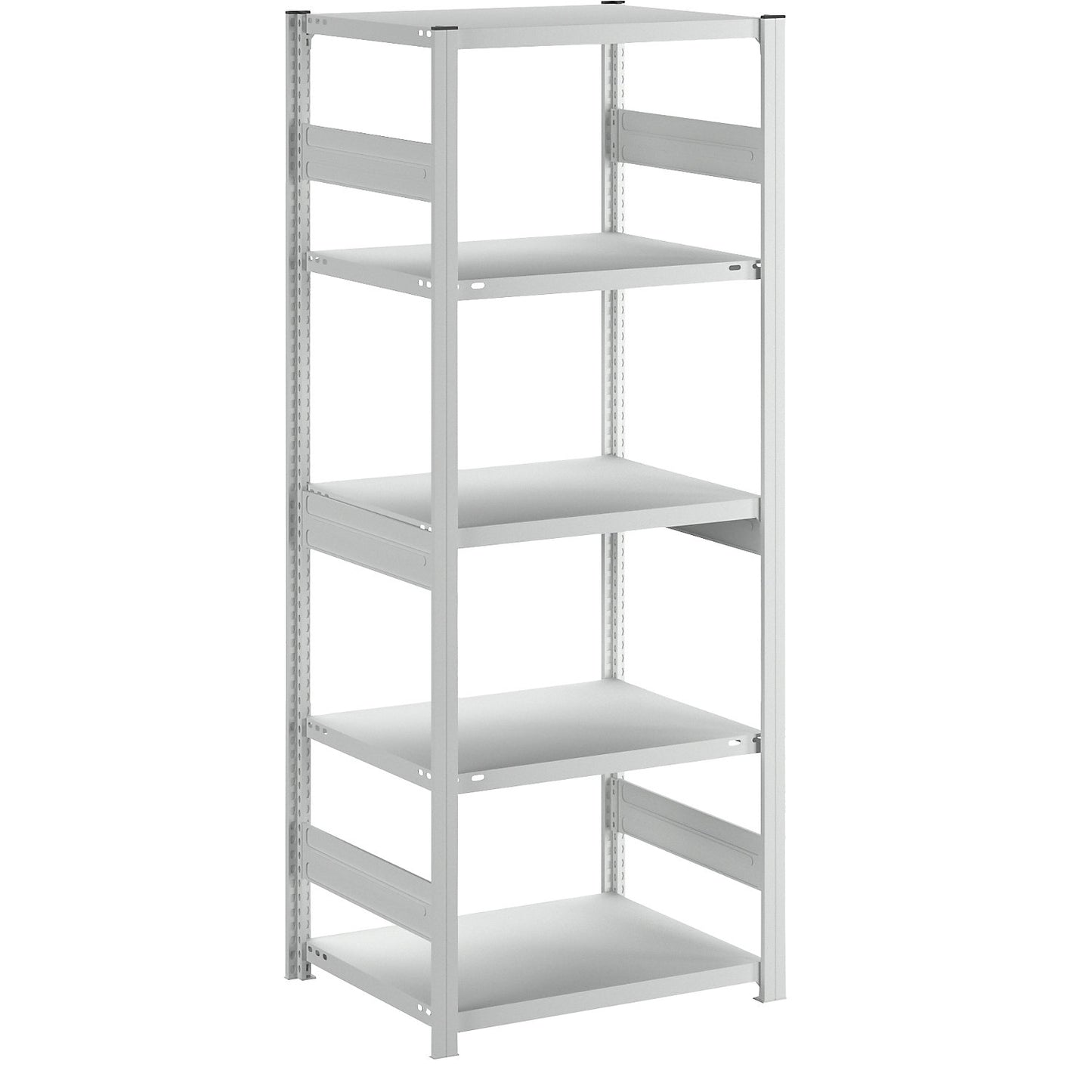 Heavy duty boltless shelving unit, double-sided, HxWxD 2000 x 750 x 600 mm, grey, standard shelf unit.
