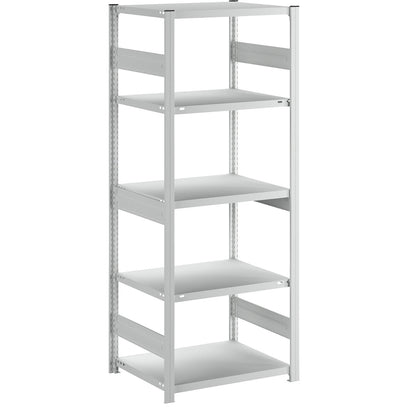 Heavy duty boltless shelving unit, double-sided, HxWxD 2000 x 750 x 600 mm, grey, standard shelf unit.