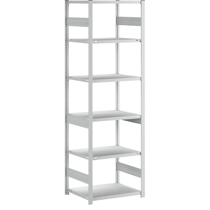 Heavy duty boltless shelving unit, double-sided, HxWxD 2500 x 750 x 600 mm, grey, standard shelving unit.