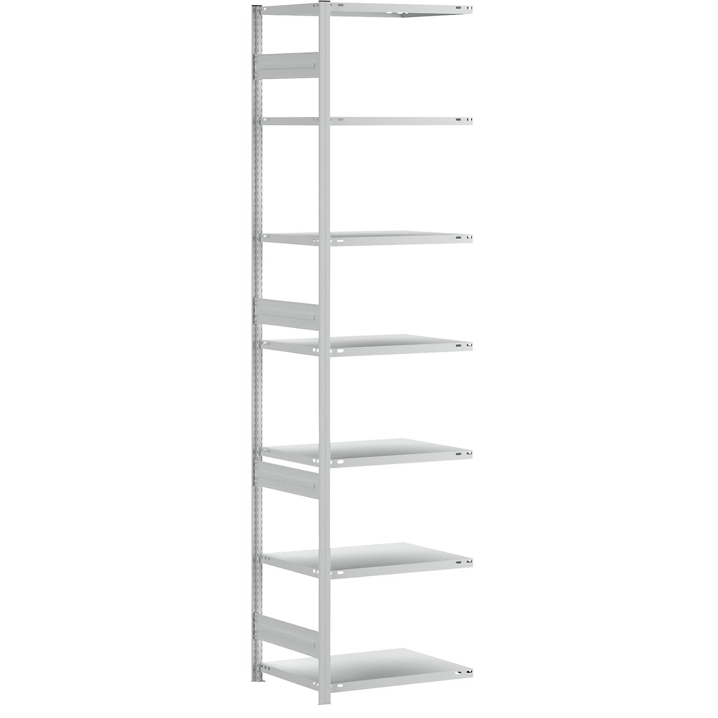 Heavy duty boltless shelving unit, single-sided, HxWxD 3000 x 750 x 600 mm, grey, extension shelf unit.