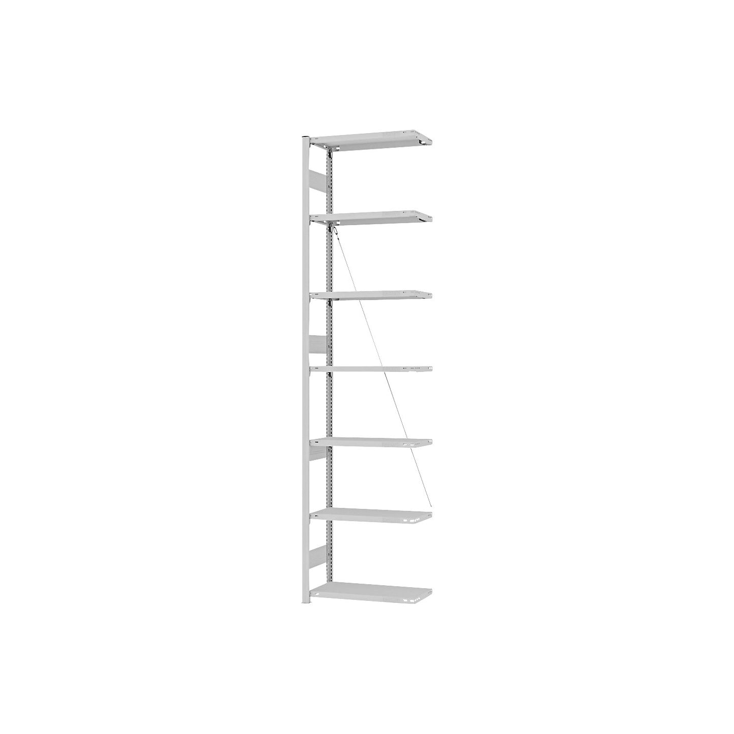 Heavy duty boltless shelving unit, single-sided, HxWxD 3000 x 750 x 300 mm, grey, extension shelf unit.
