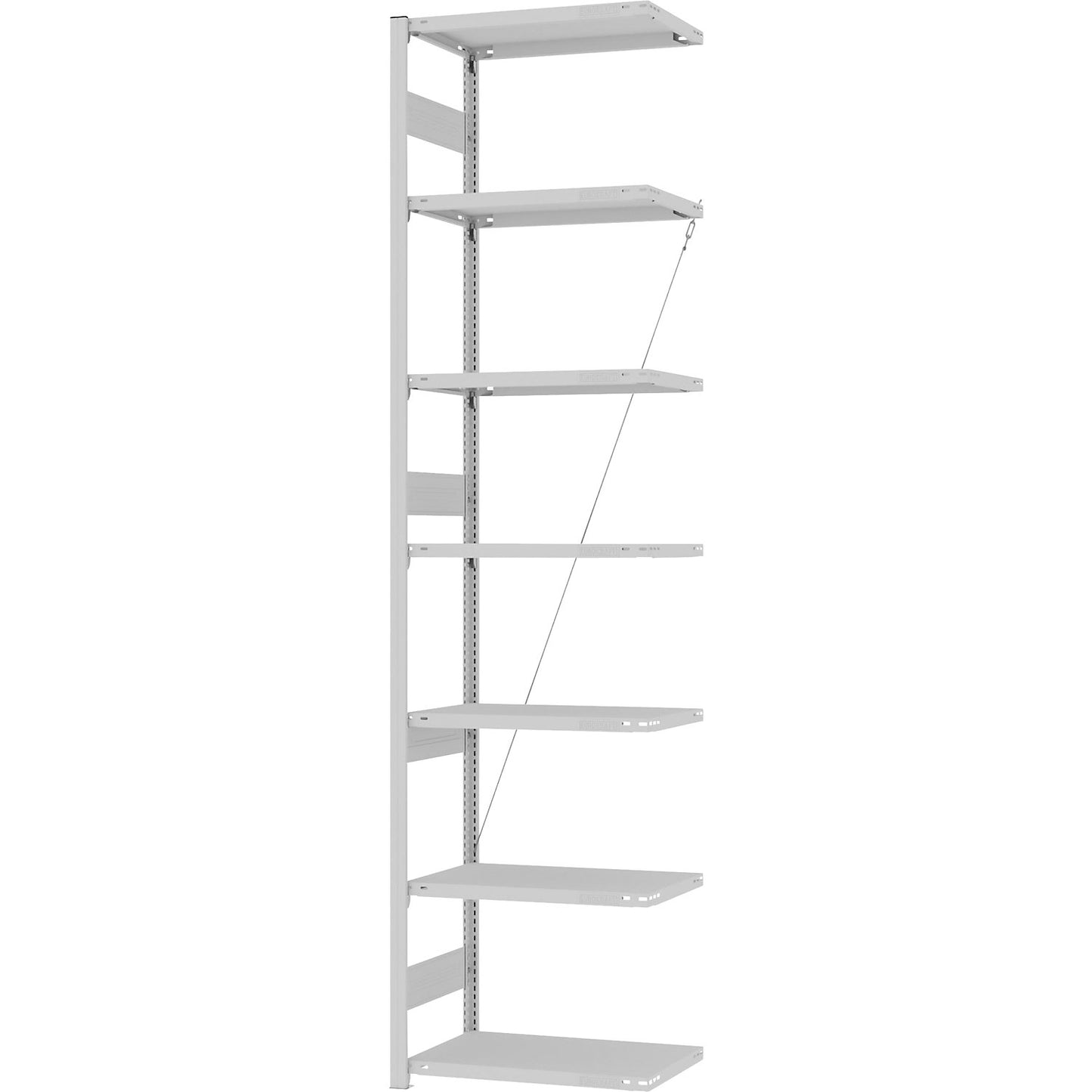 Heavy duty boltless shelving unit, single-sided, HxWxD 3000 x 750 x 400 mm, grey, extension shelf unit.