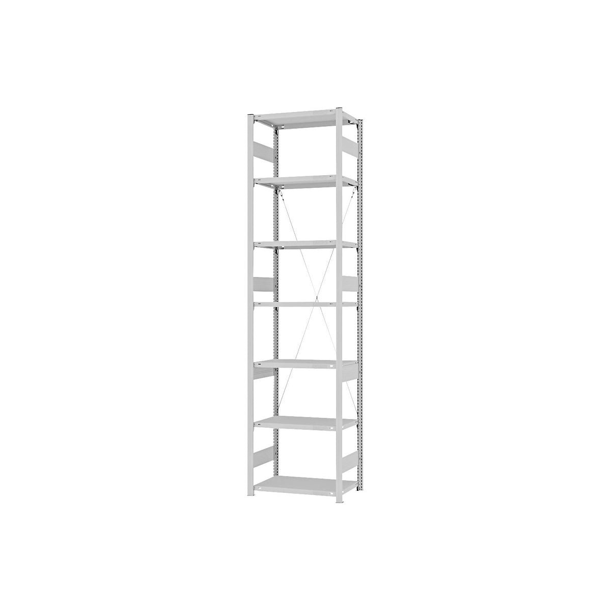 Heavy duty boltless shelving unit, single-sided, HxWxD 3000 x 750 x 400 mm, grey, standard shelf unit.