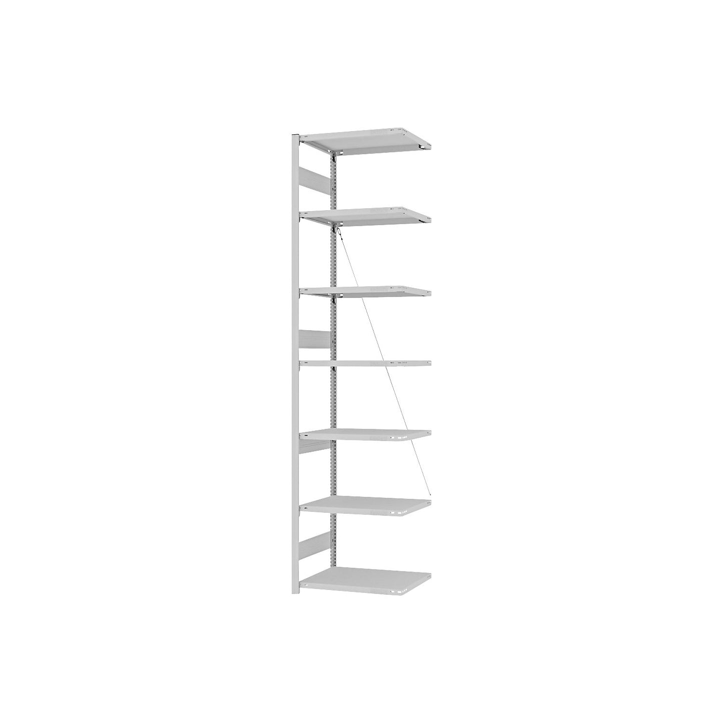 Heavy duty boltless shelving unit, single-sided, HxWxD 3000 x 750 x 500 mm, grey, extension shelf unit.