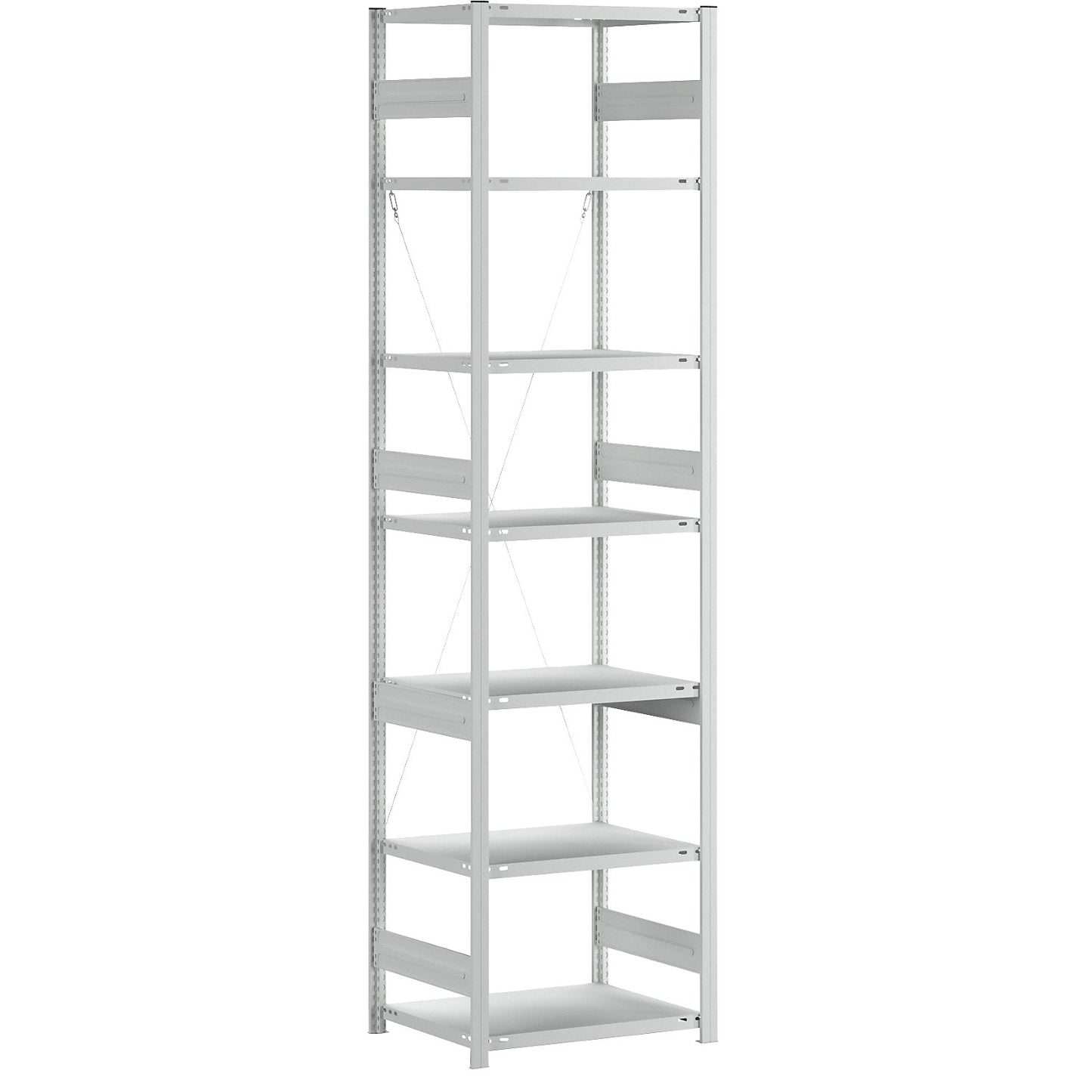 Heavy duty boltless shelving unit, single-sided, HxWxD 3000 x 750 x 600 mm, grey, standard shelf unit.