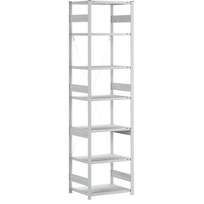 Heavy duty boltless shelving unit, single-sided, HxWxD 3000 x 750 x 600 mm, grey, standard shelf unit.