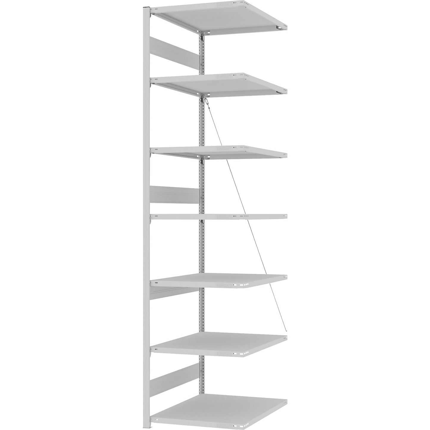 Heavy duty boltless shelving unit, single-sided, HxWxD 3000 x 750 x 800 mm, grey, extension shelf unit.