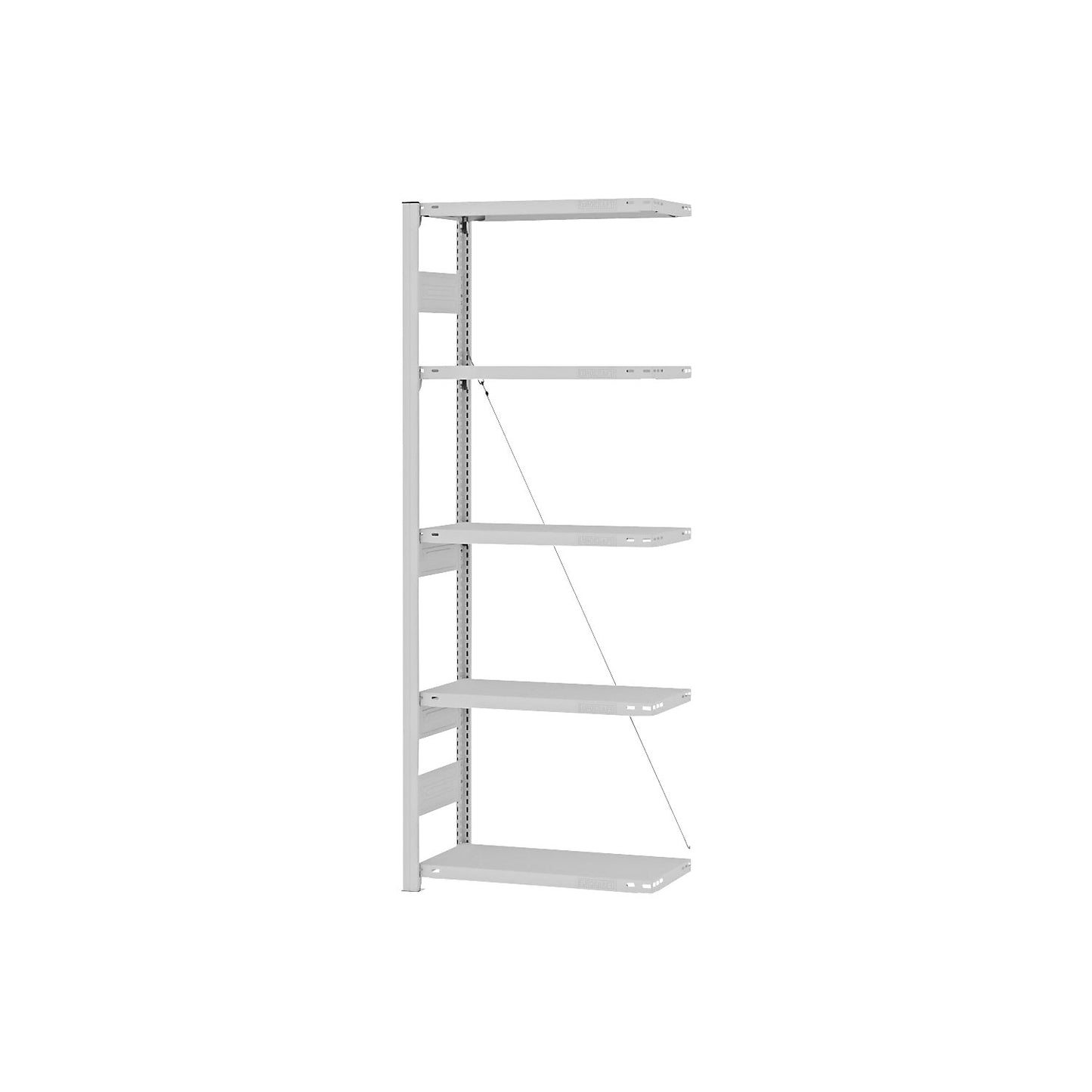 Heavy duty boltless shelving unit, single-sided, HxWxD 2000 x 750 x 300 mm, grey, extension shelf unit.