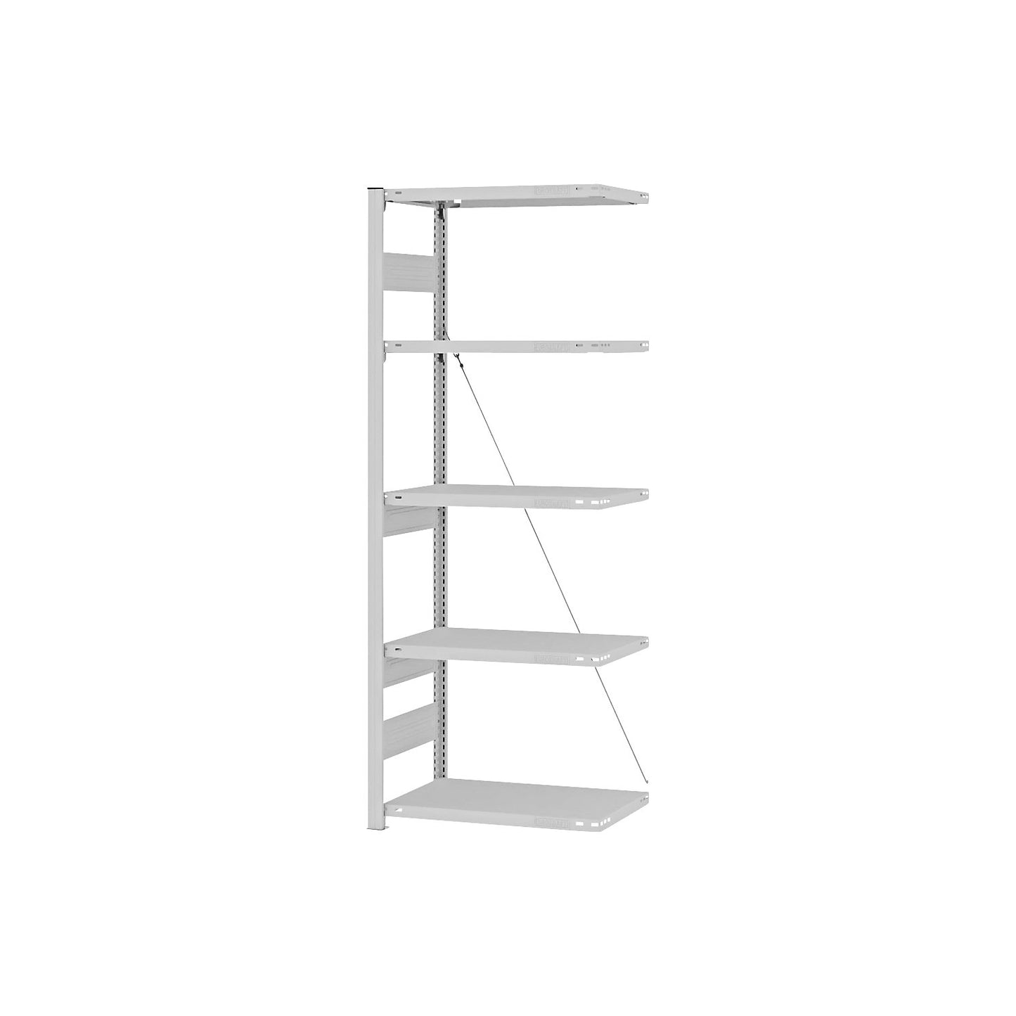 Heavy duty boltless shelving unit, single-sided, HxWxD 2000 x 750 x 400 mm, grey, extension shelf unit.