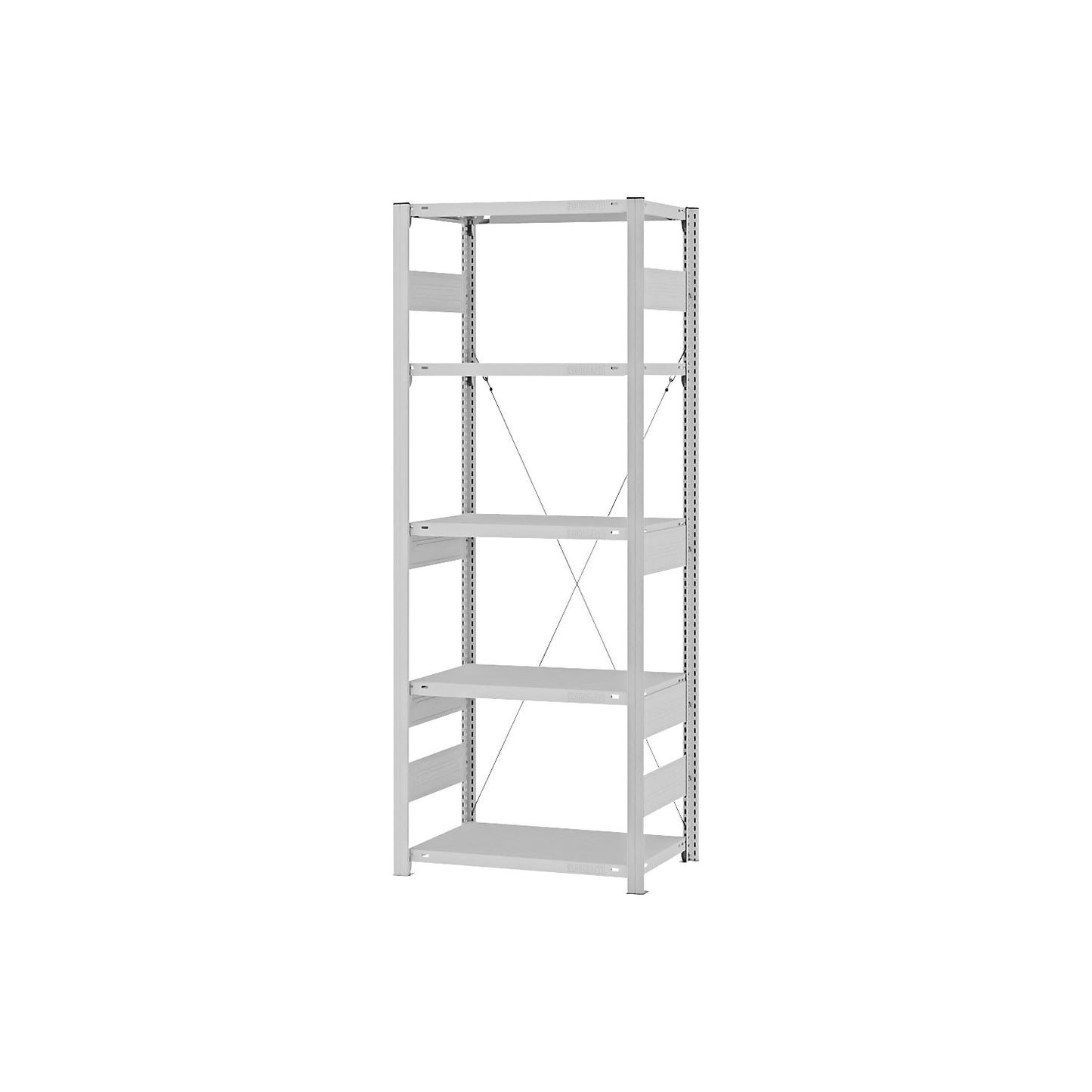 Heavy duty boltless shelving unit, single-sided, HxWxD 2000 x 750 x 400 mm, grey, standard shelf unit.