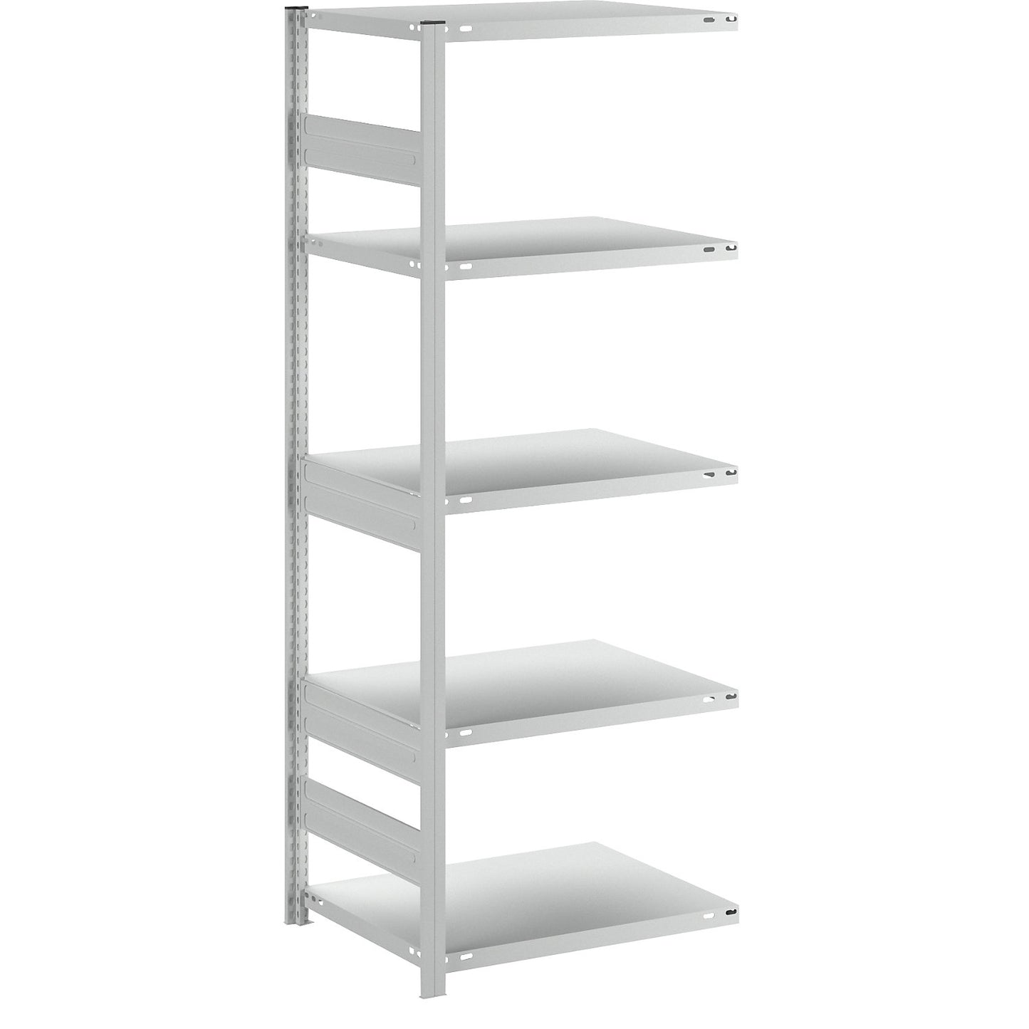 Heavy duty boltless shelving unit, single-sided, HxWxD 2000 x 750 x 600 mm, grey, extension shelf unit.