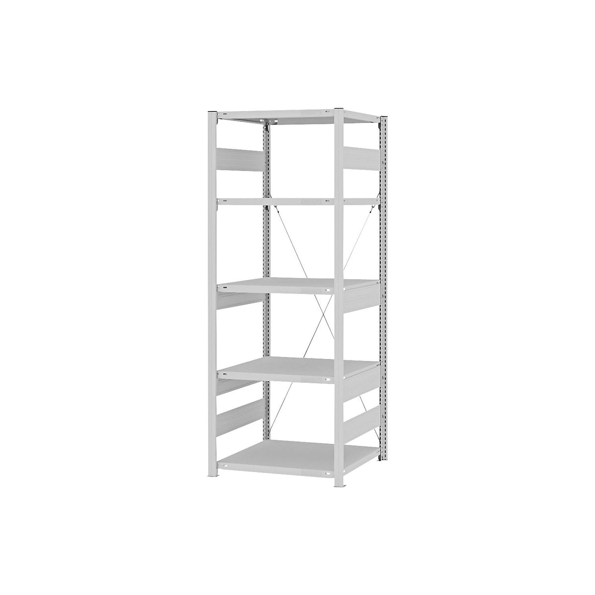 Heavy duty boltless shelving unit, single-sided, HxWxD 2000 x 750 x 600 mm, grey, standard shelf unit.