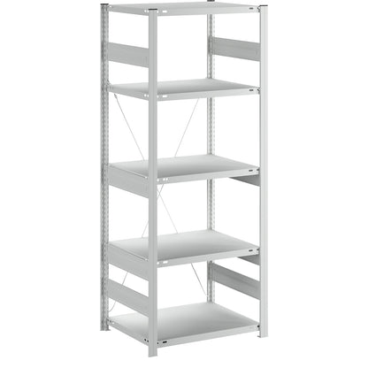 Heavy duty boltless shelving unit, single-sided, HxWxD 2000 x 750 x 600 mm, grey, standard shelf unit.