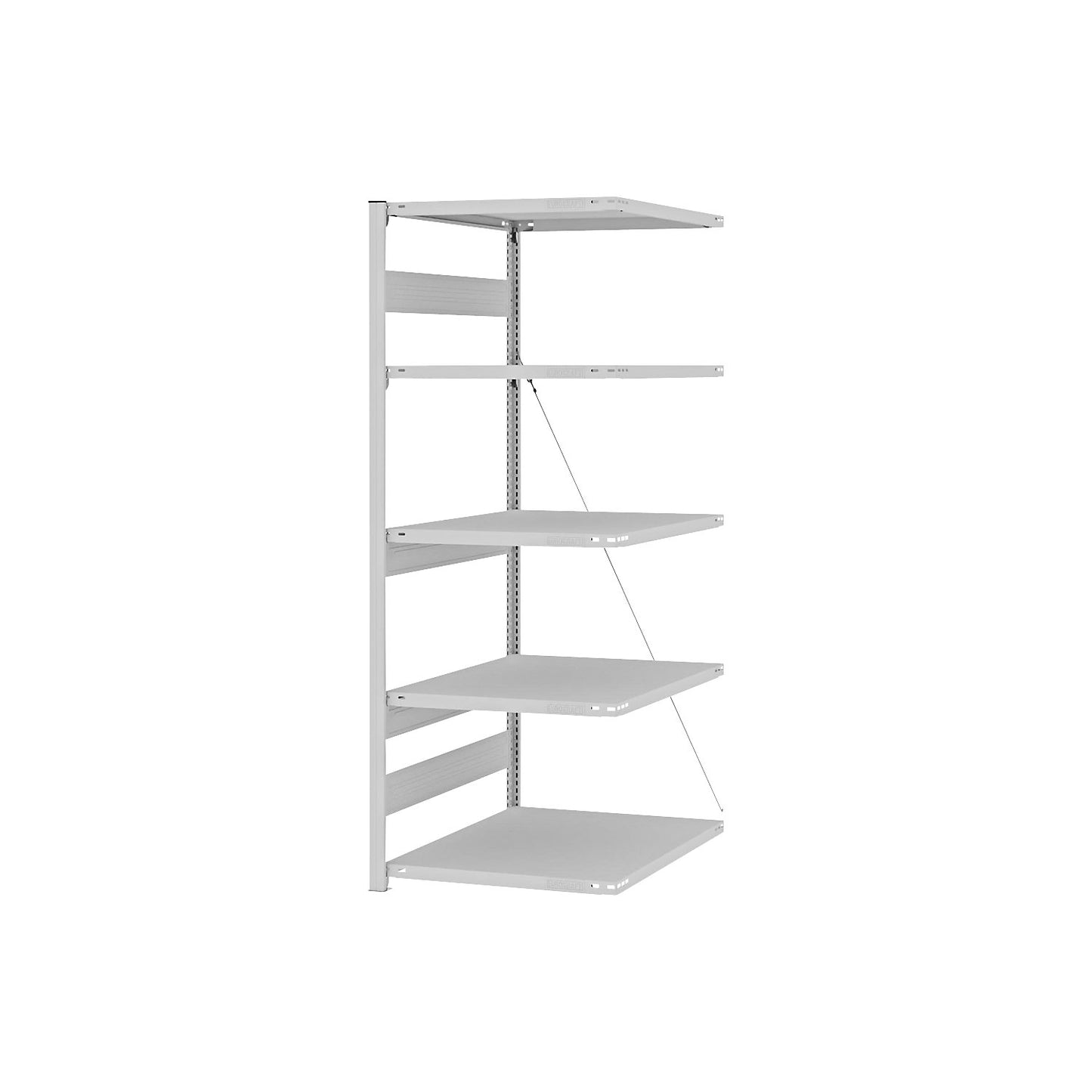 Heavy duty boltless shelving unit, single-sided, HxWxD 2000 x 750 x 800 mm, grey, extension shelf unit.