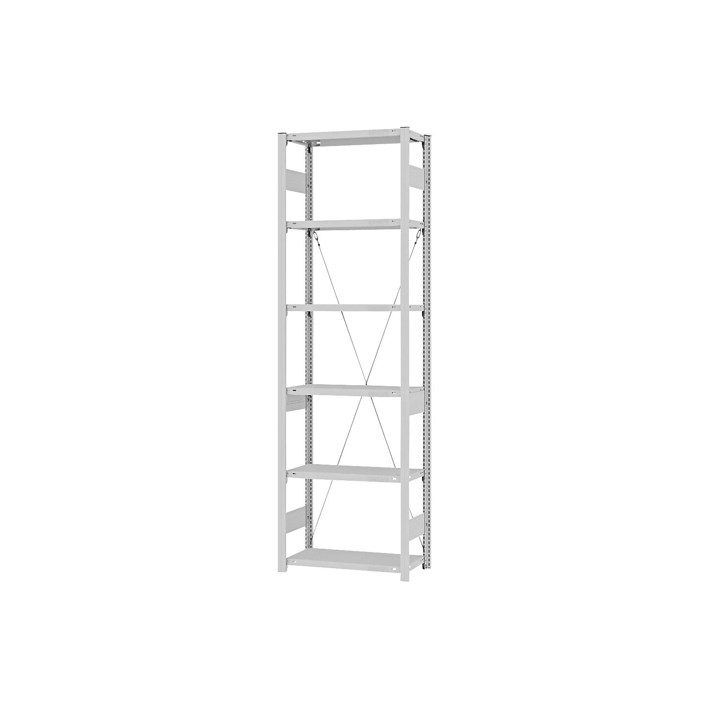 Heavy duty boltless shelving unit, single-sided, HxWxD 2500 x 750 x 300 mm, grey, standard shelf unit.
