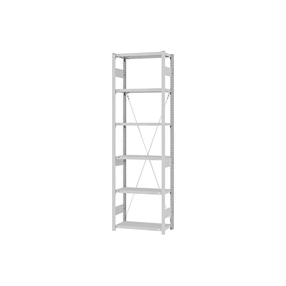 Heavy duty boltless shelving unit, single-sided, HxWxD 2500 x 750 x 300 mm, grey, standard shelf unit.