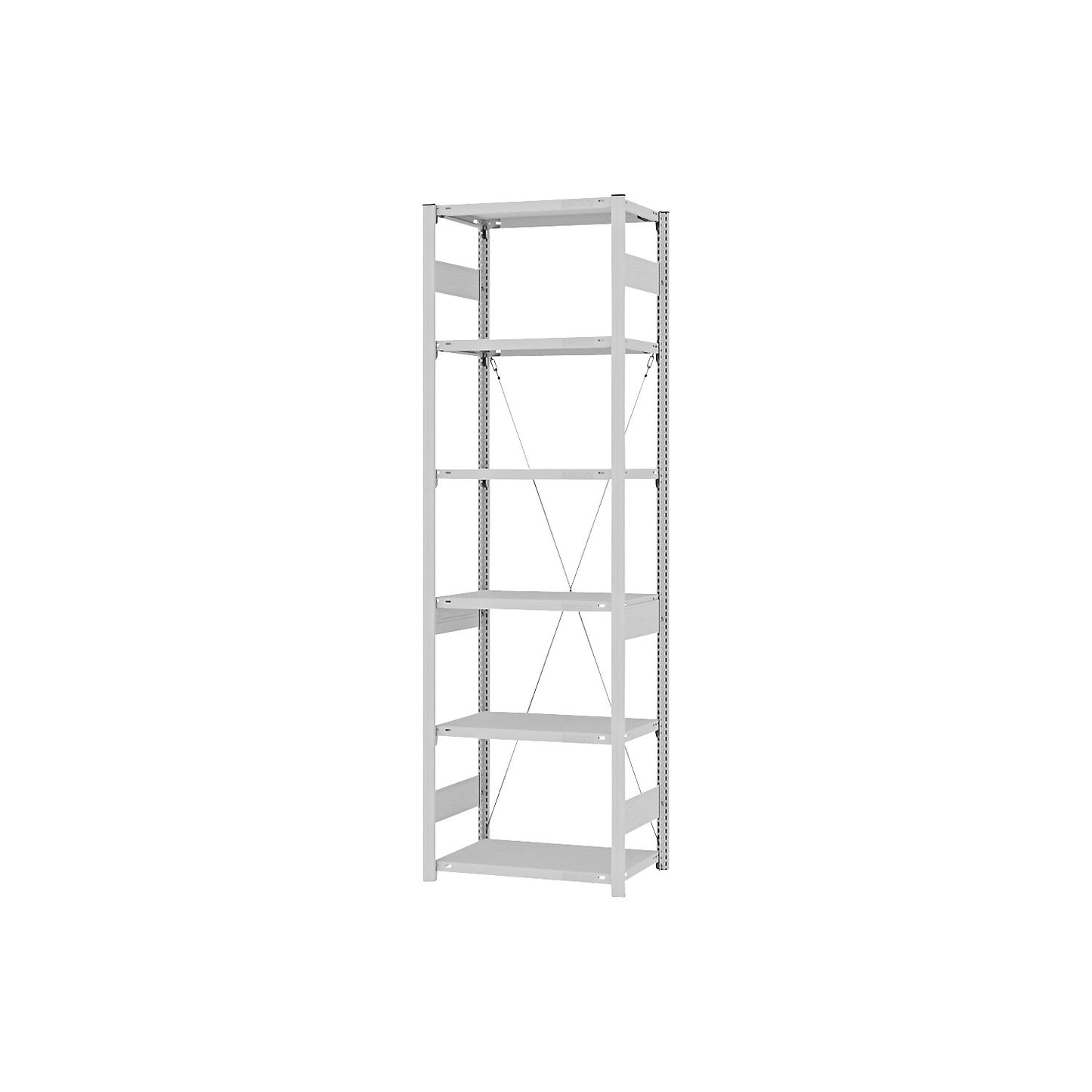 Heavy duty boltless shelving unit, single-sided, HxWxD 2500 x 750 x 400 mm, grey, standard shelf unit.