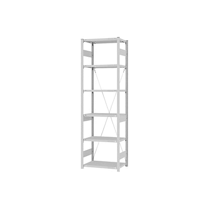 Heavy duty boltless shelving unit, single-sided, HxWxD 2500 x 750 x 400 mm, grey, standard shelf unit.