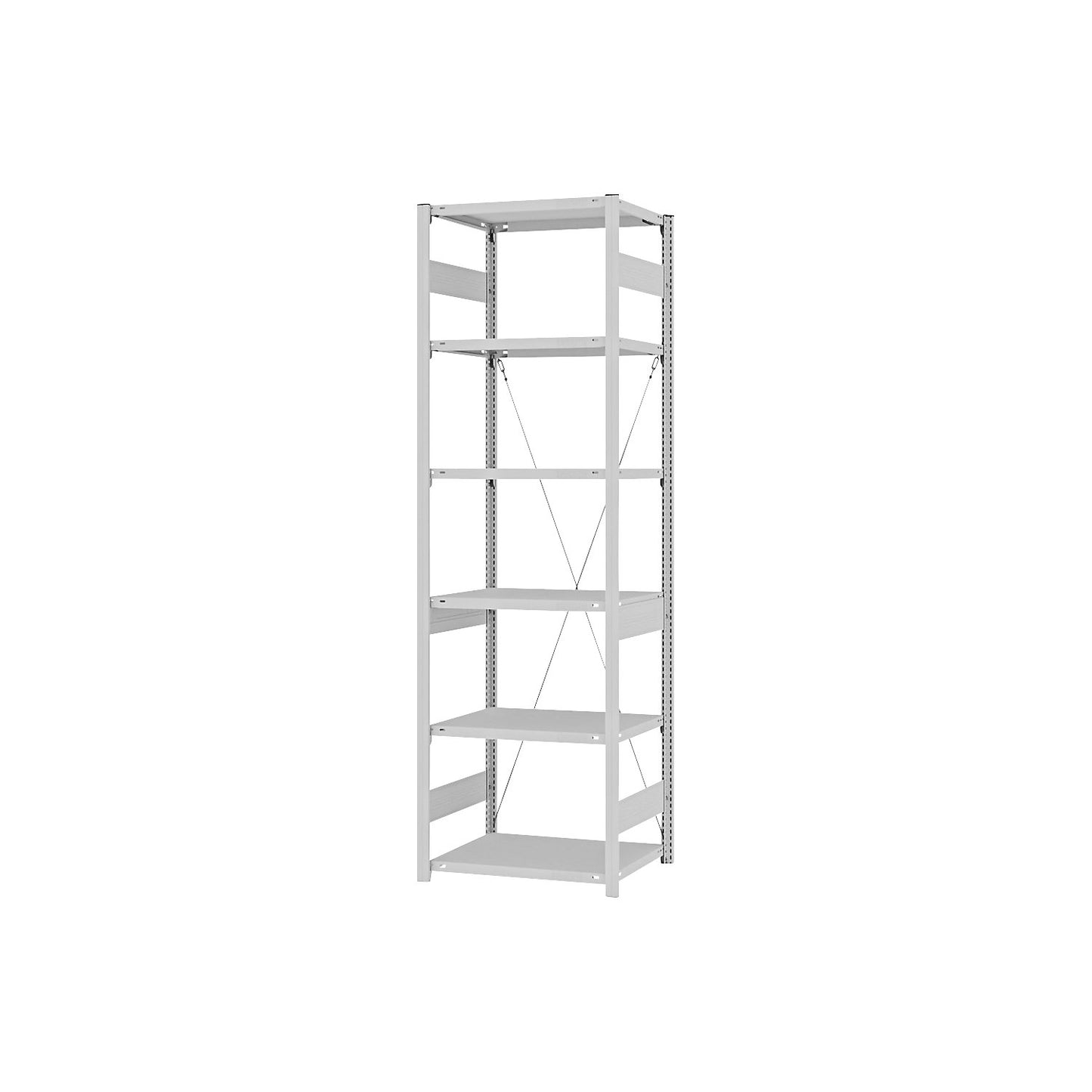 Heavy duty boltless shelving unit, single-sided, HxWxD 2500 x 750 x 500 mm, grey, standard shelf unit.