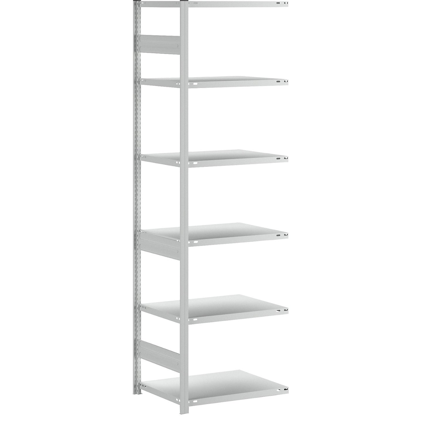 Heavy duty boltless shelving unit, single-sided, HxWxD 2500 x 750 x 600 mm, grey, extension shelf unit.