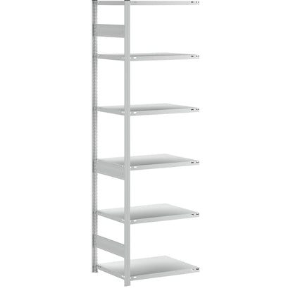 Heavy duty boltless shelving unit, single-sided, HxWxD 2500 x 750 x 600 mm, grey, extension shelf unit.