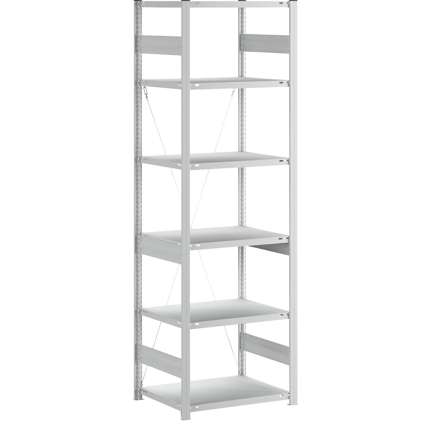 Heavy duty boltless shelving unit, single-sided, HxWxD 2500 x 750 x 600 mm, grey, standard shelf unit.