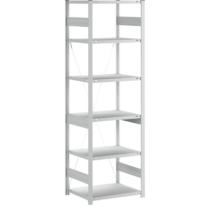 Heavy duty boltless shelving unit, single-sided, HxWxD 2500 x 750 x 600 mm, grey, standard shelf unit.