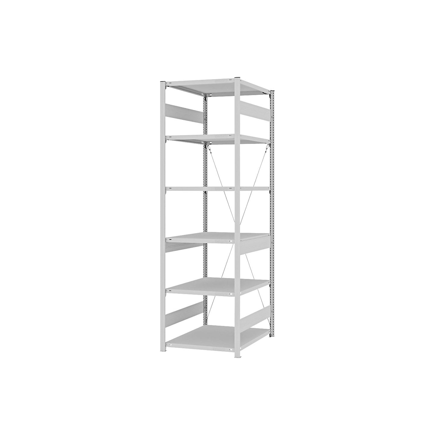 Heavy duty boltless shelving unit, single-sided, HxWxD 2500 x 750 x 800 mm, grey, standard shelf unit.