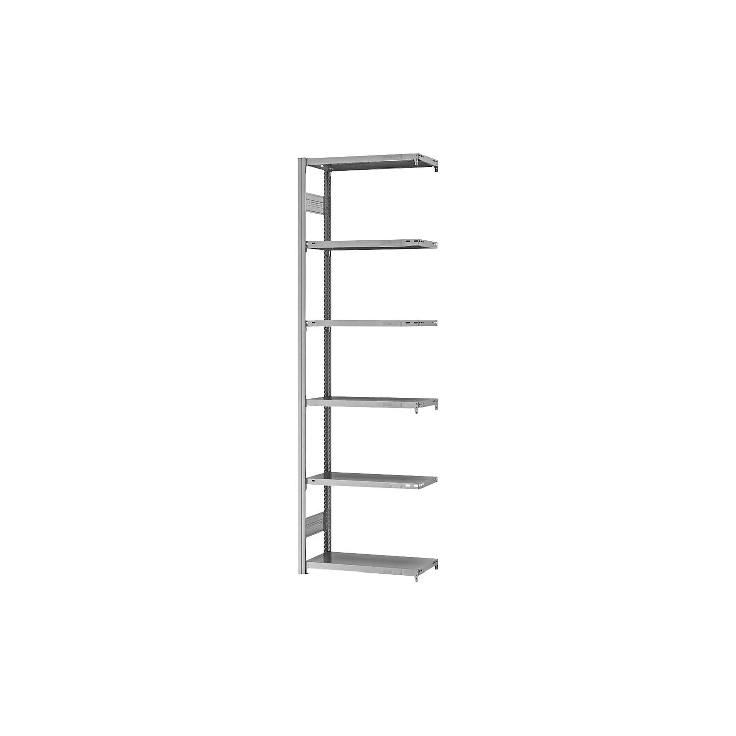 Boltless shelving unit, light duty, double-sided, HxWxD 2500 x 750 x 300 mm, zinc plated, extension shelf unit.