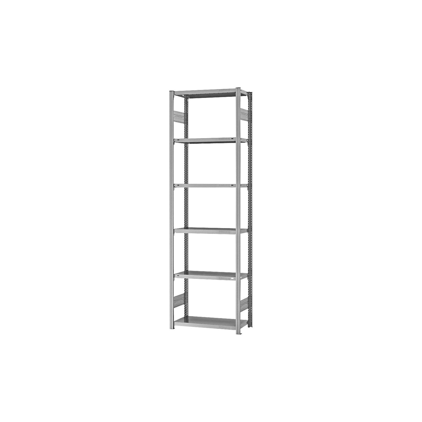 Boltless shelving unit, light duty, double-sided, HxWxD 2500 x 750 x 300 mm, zinc plated, standard shelf unit.
