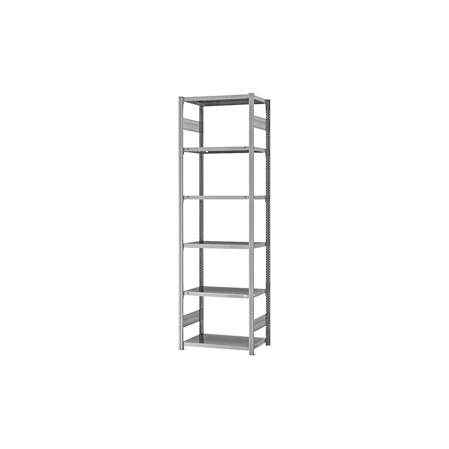Boltless shelving unit, light duty, double-sided, HxWxD 2500 x 750 x 400 mm, zinc plated, standard shelf unit.