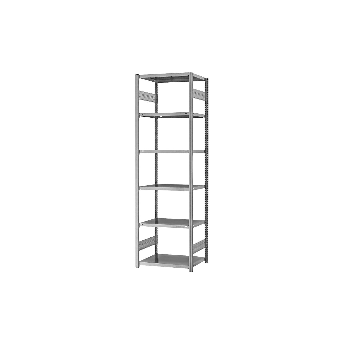 Boltless shelving unit, light duty, double-sided, HxWxD 2500 x 750 x 500 mm, zinc plated, standard shelf unit.