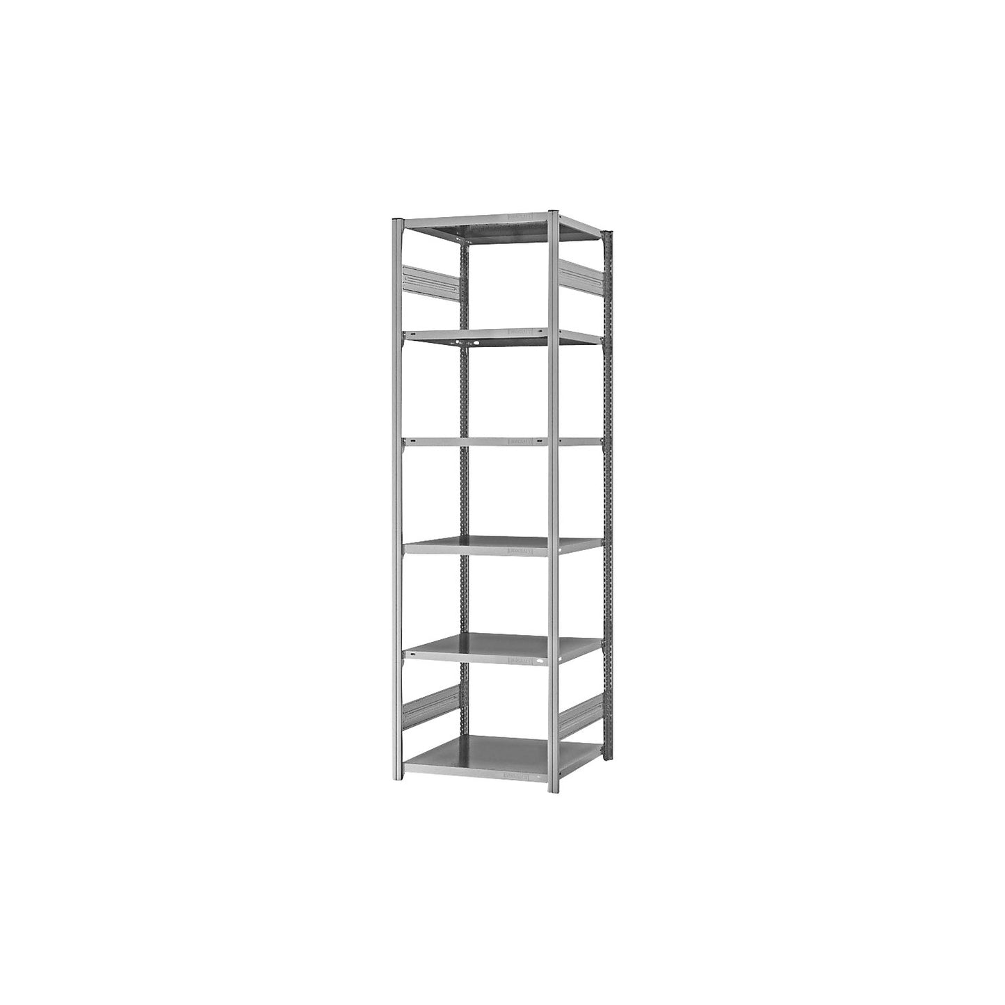 Boltless shelving unit, light duty, double-sided, HxWxD 2500 x 750 x 600 mm, zinc plated, standard shelf unit.