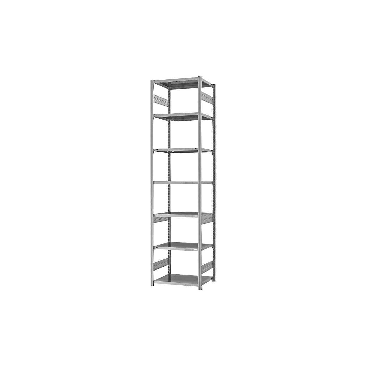 Boltless shelving unit, light duty, double-sided, HxWxD 3000 x 750 x 500 mm, zinc plated, standard shelf unit.